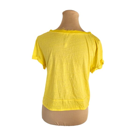 Free People Movement NWT Run In The Sun Twist Front T-Shirt Yellow Sz L - Picture 3 of 7